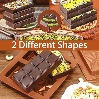 Dubai Chocolate Molds Silicone, 1 Inch Deep Chocolate Bar Mold for Candy Bar，Desserts，Homemade Snack Baking Mold - Set of 1