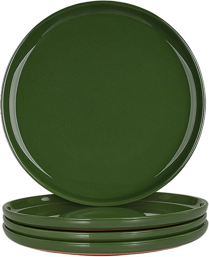 GZG Ceramic Dinner Salad Plates Set of 4, 8 Inch Speckled Dinnerware Dessert Plates with Clay-Tone Base, Microwave Oven Dishwasher Safe