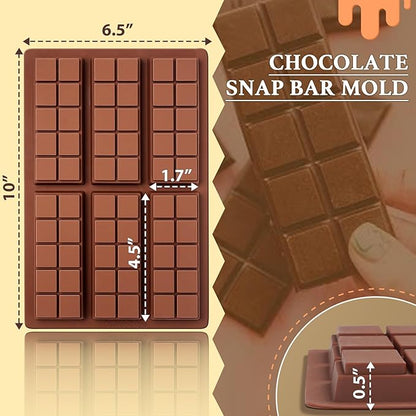 HKNMTT Chocolate Bar Molds Silicone 10 Snap Deep Moulds for Pistachio Dubai Wax Candy Energy Protein Bars, Food Grade Non stick Home DIY Handmade Gifts