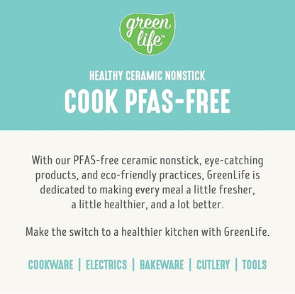 GreenLife 3.5QT Slow Cooker, Non-Toxic PFAS-Free Ceramic Nonstick Removable Interior Bowl, Programmable, Keep Warm, Stovetop & Oven Safe, Dishwasher Safe Parts, Glass Lid, Turquoise