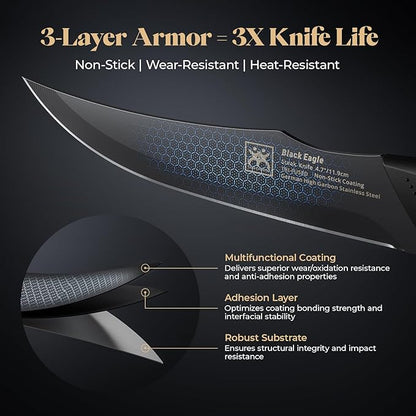 Steak Knives Set of 8, 4.7 Inch Dishwasher Safe Non Serrated Dinner Knives, Razor Sharp for Precise Cutting, Non-Stick Blade & Non Rust, Easy to Maintain Ideal for Home Restaurant Party