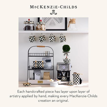 MACKENZIE-CHILDS Courtly Check Kitchen Canister, Decorative Black-and-White Glass Storage Jar with Lid, Medium