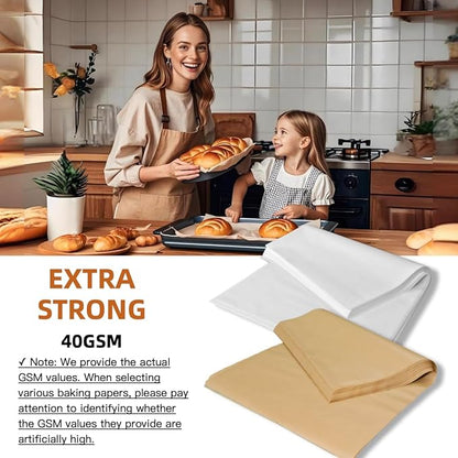1600/Case 18x26 Inch Full Size Baking Parchment Paper Bulk - Non-Stick & Grease-Proof, 428F Reusable Bun/Sheet Pan Liners for Bakeries, Restaurants (White 18.1"×26"(46×66cm) 1600 sheets)