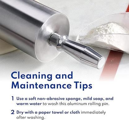 New Star Foodservice 37500 Extra Heavy Duty Restaurant Aluminum Rolling Pin, 13", Silver