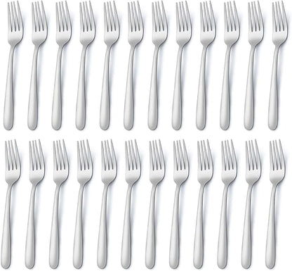 Pleafind 24-Pcs Dinner Forks, 7.1 Inch Forks Silverware, Silverware Forks, Stainless Steel Forks, Mirror Polished Forks Silverware Set, Forks Use for Home, Kitchen or Restaurant, Dishwasher Safe