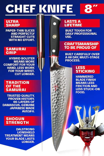 Dalstrong Shogun Series Chef Knife 8" ELITE Bundled with Paring Knife 3.5" Gift Set