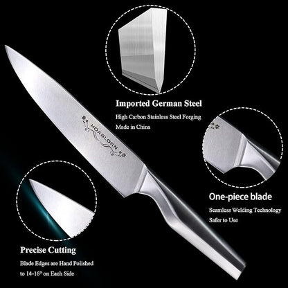 Knife Set with Block Knife Set German Stainless Steel 17 Piece Kitchen Knife Set Knife Knives Set，We Will also Throw In 1 Box Of 5 Piece Wine Corkscrew Set!