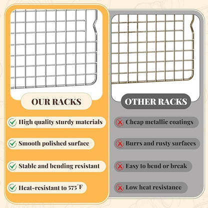 Cooling Racks for Cooking and Baking - 2 PCS 10" x 16" Grid Wire Baking Rack for Oven Cooking, Baking, Grilling, Roasting - Dishwasher Safe Bacon Rack - Fits Half Sheet Cookie Pan