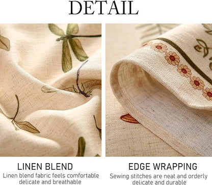 ISAENNE Designer Floral Linen Long Rectangle Tablecloth,French Off White Elegant Table Cloth,Washable Home Decor Tablecloths for Dining Thanksgiving Kitchen Christmas,63"*94"-Grace B