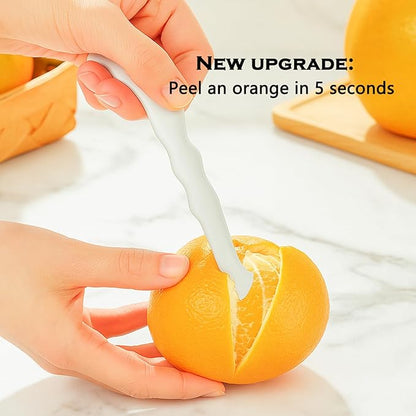 2 Pcs Stainless Steel Orange Peeler Citrus Peeler Fruit Remover Opener Ergonomic Safe Cutter & Slicer Tool for Grapefruits, Lemons