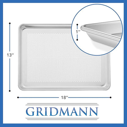 GRIDMANN 13" x 18" Commercial Grade Perforated Aluminum Baking Sheet Pan, Half Size Baking Tray - 6 Pans