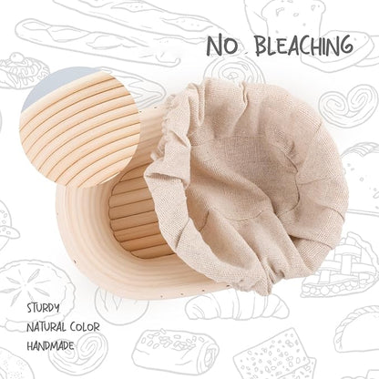 Mini Oval Proofing Set (6.5inch, set of 5), Sourdough Proofing Baskets Bread Dough Rising Bowls w/Liners for Home Sourdough Bakers Baking