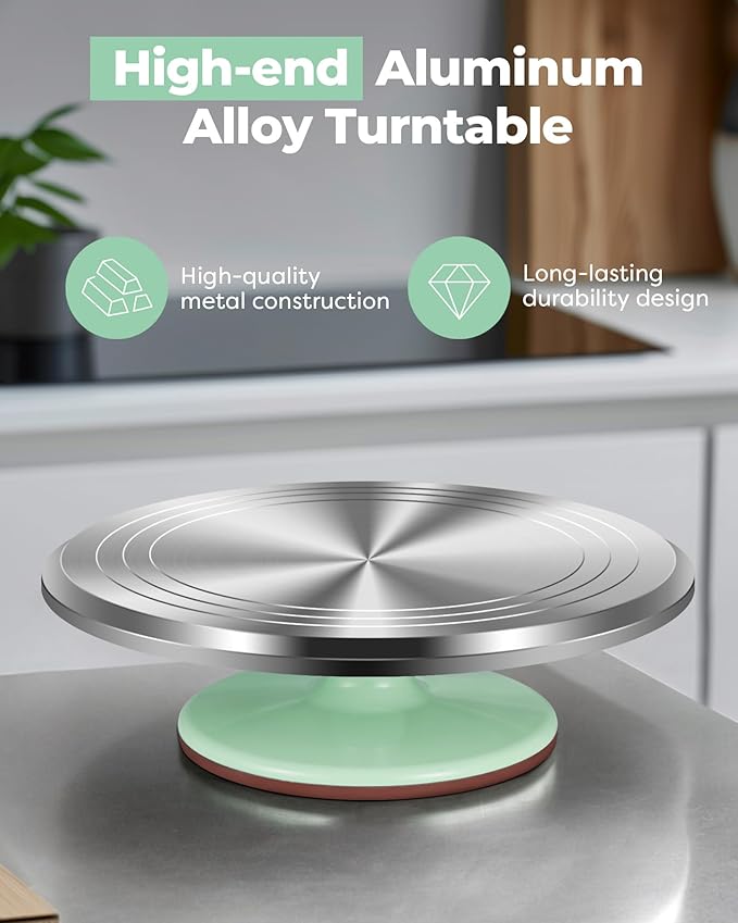 Kootek Aluminium Alloy Revolving Cake Stand 12 Inch Rotating Cake Turntable for Cake, Cupcake Decorating Supplies