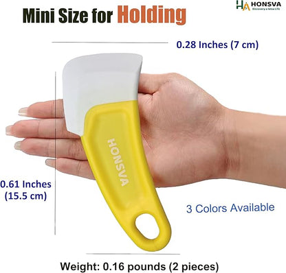Silicone Dish Scraper to Kitchen Cleaning for Pans, Pots, Bowls, Non-stick Scraping Spatulas Tool,3 Pcs (Yellow, Green and Red)