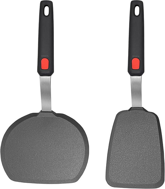 Silicone Pancake Spatula Turner Set of 2, 600°F Heat Resistant Cooking Spatulas for Nonstick Cookware, Large Kitchen Utensils BPA Free Rubber Spatula Set for Egg, Pancake, Fish, Burger