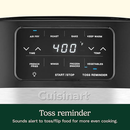 Cuisinart Air Fryer, 4.5-Quart Basket Fryer with 4 Cooking Functions to Air Fry, Roast, Bake, and Keep Warm, 4 Airfryer Presets, Dishwasher-Safe Parts, AIR-160NAS, Stainless Steel & Black