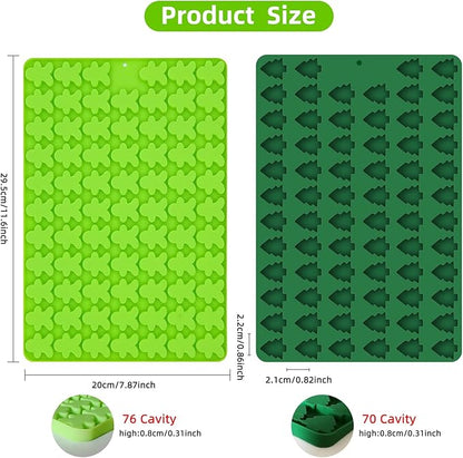 2 PCS Christmas Silicone Molds, 70 Cavity Xmas Tree & 76 Cavity Gingerbread Man Mini Silicone Molds for Baking Biscuits, Gummy,Candy,Chocolate,Jelly,Pet Dog Treats Mold