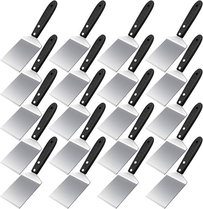 BBTO 20 Pcs Small Spatula Pizza Spatula Bulk Brownie Cookie Pie Server Pie Cake Stainless Baking Triangular Cutter Spade Wood Handle Shovel for Desserts Pizza Cake Biscuit(Black)