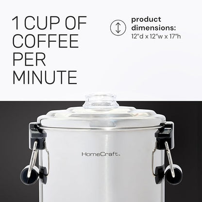 HomeCraft 45-Cup Coffee Urn and Hot Beverage Dispenser with Double Dripless Faucet, Quick-Brewing, Stainless Steel