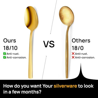 Home Haven Luxury Gold Silverware Set for 4, Heavy Duty Gold Flatware Set for 4, 18/10 Stainless Steel Cutlery Dishwasher Safe, Flatware for Special Occasions, Home & Restaurant Use (24 Pieces for 4)
