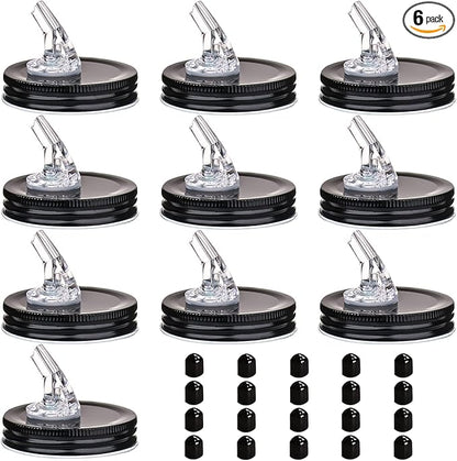 Mason Jar Pour Spouts. free flow Mason Jar Pour Spouts, mason jar for spout regular mouth size 70mm dispenser germination cover. Suitable for any liquid. LeakProof 10Pack + 20 Black Lid Caps (10