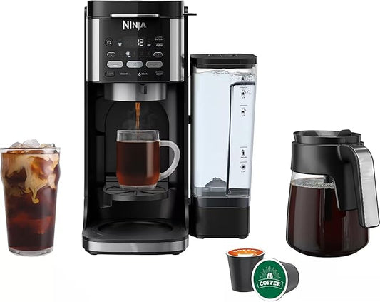 Ninja | Drip Coffee Maker | DualBrew Pro Hot & Iced Coffee | Compatible with K-Cup Pods | 3 Brew Styles (Classic, Rich, & Iced) | 70oz Removable Reservoir & Dishwasher Safe | Black | 14-Cup (Renewed)