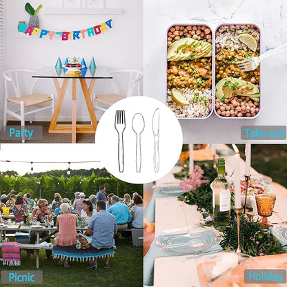 [100 Count] Clear Plastic Knives Heavy Duty, Disposable Steak Knives Plastic Silverware Bulk Washable Cutlery Set Serving Utensils Tableware for Party Supplies,Daily Use,Picnic,Camping,Wedding,BBQ