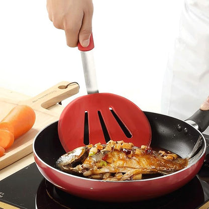 Silicone Turner, Perfect Pancake Flipper and Egg Turner, Heat Resistant Rubber Spatula Wide for Large Food