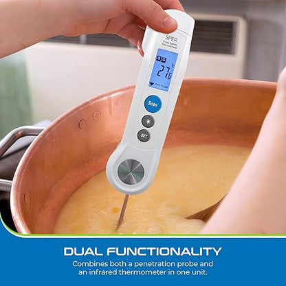Sper Scientific Dual Function Infrared & Probe Food Safety Thermometer 800115 - Non-Contact Infrared Surface Temperature & Foldable Probe for Internal Temps, Fast & Accurate for Kitchens & more - 2 pc