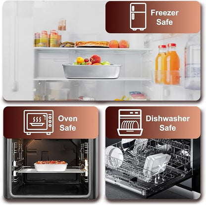 EWFEN 8 x 8 Inch Square Cake Pan, Stainless Steel Baking Pan for Lasagna Brownies Casseroles, Square Bakeware for Oven Cooking, Non-Toxic & Rust-resistant, Dishwasher Safe, 2 Pack