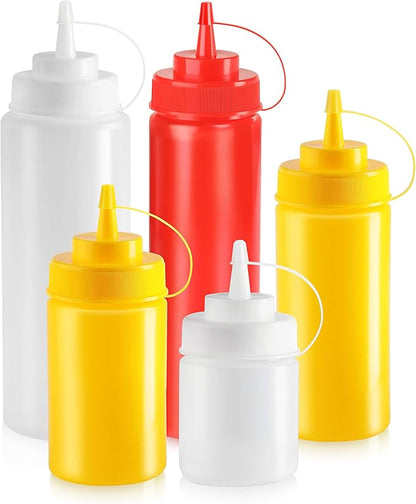 New Star Foodservice 26238 Squeeze Bottles, Plastic, Wide Mouth, 24 oz, Clear, Pack of 6