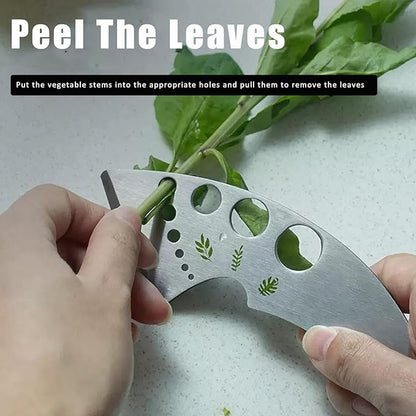 Herb Stripper 9 Holes, Stainless Steel Kitchen Herb Stripping Tool Loose Leaf Kale Razor Metal Leaf Pealer for Kale, Chard, Collard Greens, Thyme, Rosemary, Basil (1Pcs)