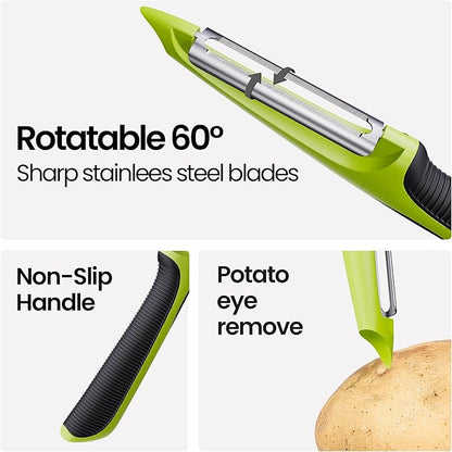 Vegetable Peeler, Swivel Peelers for Kitchen with Non-Slip Grip Handle,Green