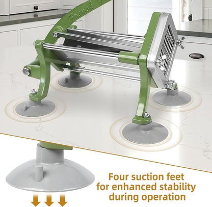 French Fry Cutter Commercial Potato Slicer with Suction Feet Complete Set, Includes 1/4", 3/8",1/2"