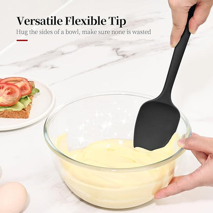 600ºF Heat Resistant Spatulas, High Heat Food Safe Semless Kitchen Silicone Scraper Set for Cooking Baking Mixing Scraping Stirring Nonstick Cookware Pan Bowl (3Pcs,Black)