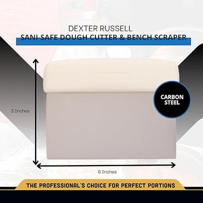 Dexter Russell S196PCP Sani-Safe 19783 Dough Cutter/Scraper, 6" x 3" Stainless Steel Blade with Textured White Polypropylene Handle, NSF Certified Professional Baking Tool and Bench Scraper, USA Made