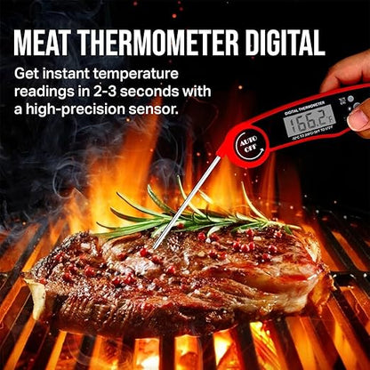 Meat Thermometer Digital, Instant Read Food Thermometer for Cooking, Grilling and Air Fryer, Kitchen Gadgets and BBQ Accessories, Digital Probe Thermometer for Grill, Griddle and More
