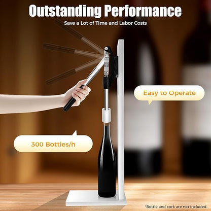Wine Bottle Corker Press, Stainless Steel Manual Corker Cork, Bottle Capper for Bottling, Wine Bottle Inserting Stopper Tool with 2 Pom Heads for Wineries, Bars, and Restaurants