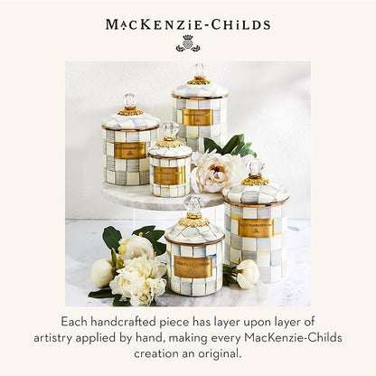 MACKENZIE-CHILDS Large Enamel Canister, Kitchen Storage Container for Flour and Sugar, 1.89 Liters, Grey-and-White Sterling Check