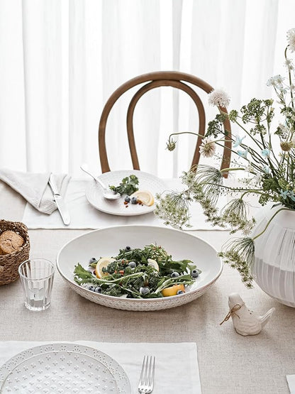 LE TAUCI Serving Bowls, Large Oval Platters for Entertaining, Ceramic Serving Tray for Dinner, Pasta, Salad, Dessert, Turkey, Fish, Fruit, Bread - 45oz/74oz, 11.8"/13.7", Set of 2, Arctic White