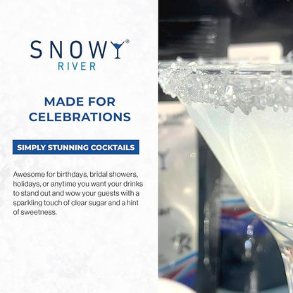 Snowy River Clear, Cocktail & Margarita Sugar Rimmer - Vibrant Naturally Colored Sugar for Cocktail Rimming, Baking & Decorating, Medium Crystal - 80oz