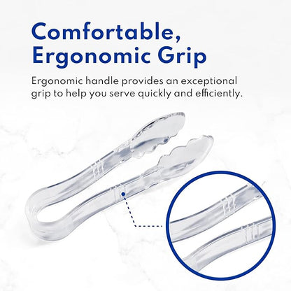 New Star Foodservice Utility Tong, High Heat Plastic, Scalloped, Set of 12 (6-Inch, Clear)