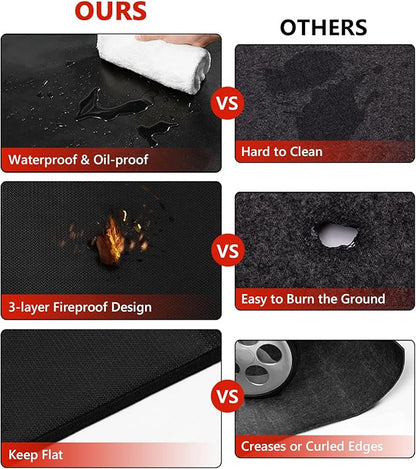 48 x 30 inch Under Grill Mats for Outdoor Grill, Double-Sided Fireproof Deck and Patio Protector Mat, Waterproof Oil-Proof BBQ Floor Pad Indoor Fire Pit Fireplace Mat