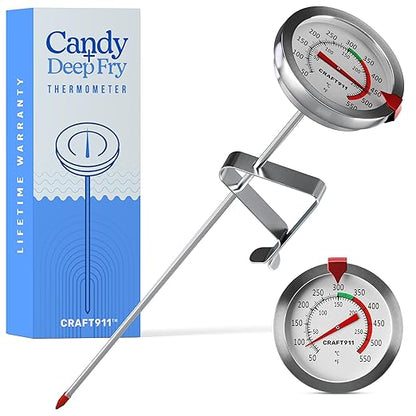 Candy Thermometer with Pot Clip - Deep Fry Oil Thermometer for Frying and Candle Making