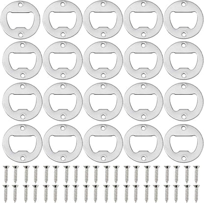 Homend 100Pack Wall Mount Bottle Openers, Mounting Hardware Included, Vintage Rustic Bar(Wood Block is not Included) (Silver)