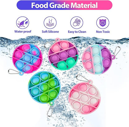 Pop Fidget Toys Bulk Its Party Favors for Kids 4-8 8-12 30 PCS Mini Pop Keychain It Sensory Fidget Toy Pack Fidgets for Classroom Prizes Students Kids Carnival Birthday Goodie Bag Stuffers Fillers