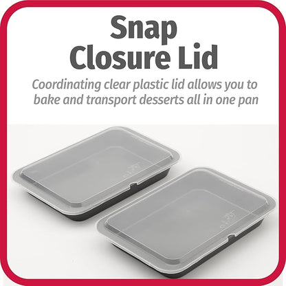 GoodCook Set of 2 Nonstick Steel 13" x 9" Cake Baking Pans with Covers, Gray