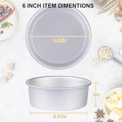 HomeMall Round Cake Pan Set of 3 (6 x 3 inch/8 x 3 inch/10 x 3 inch), Aluminum Baking Pans for Layer Cakes, Heavy Duty Non-Stick, Evenly Baking Tools for Home Kitchen, Birthday Wedding Anniversary