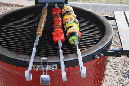 BBQ Shish Kabob Skewers, Kebab Skewers 17.7" Stainless Steel Reusable Flat BBQ Sticks for Meat Chicken Shrimp and Vegetable(8-Pack)