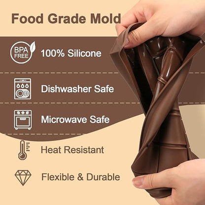 Chocolate Bar Mold, 1 Inch Deep Chocolate Molds Silicone for Homemade Dubai Pistachio/Candy/Snacks, 2 Pcs Large Silicone Molds with Three Bars Cavities, Food Grade and Break Apart